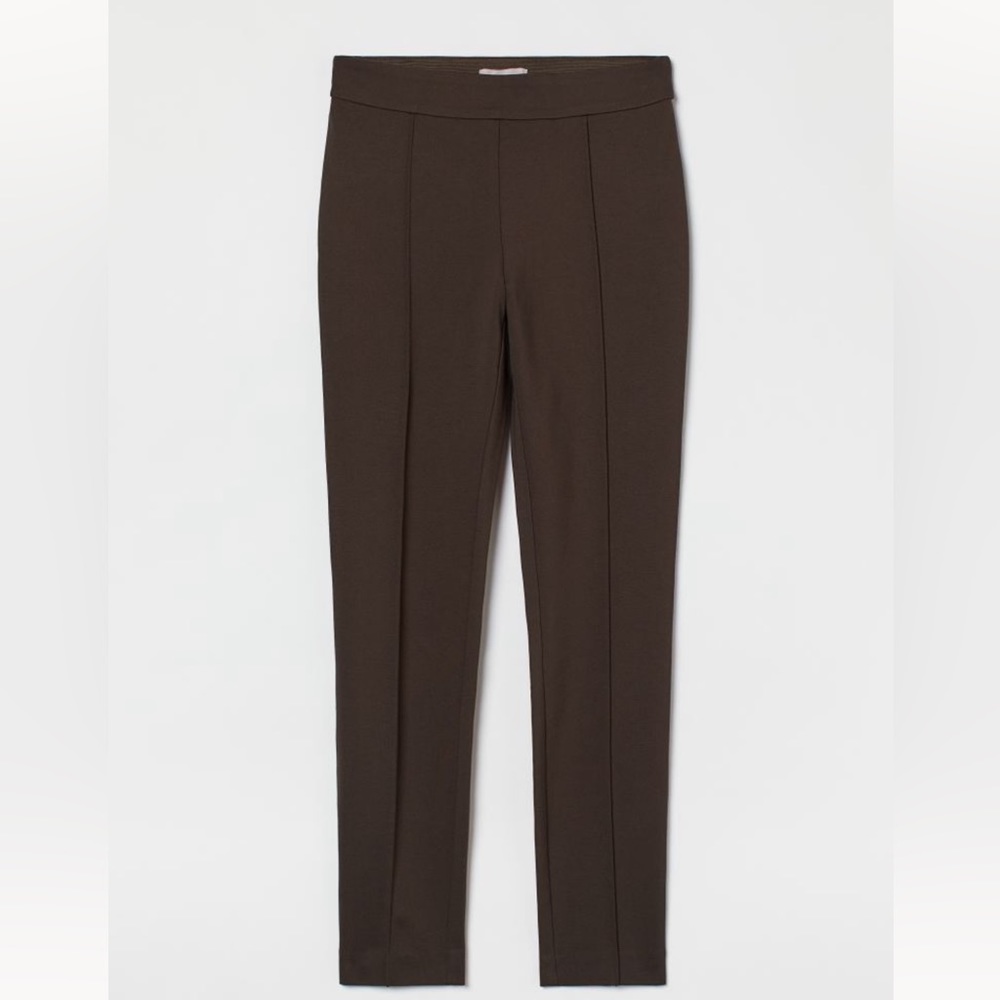 H&M Women’s Pants Crease-front Leggings Dark Green Brown